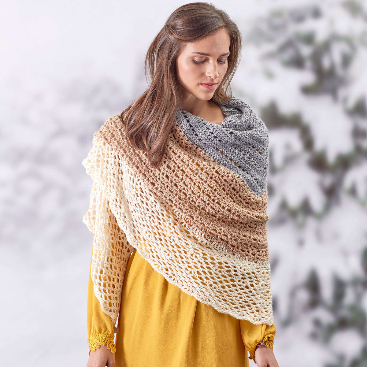 Crochet SensationalShawl made in Red Heart Fashion Soft Yarn