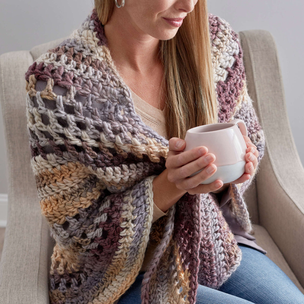 Crochet Shawl made in Red Heart Evermore Yarn