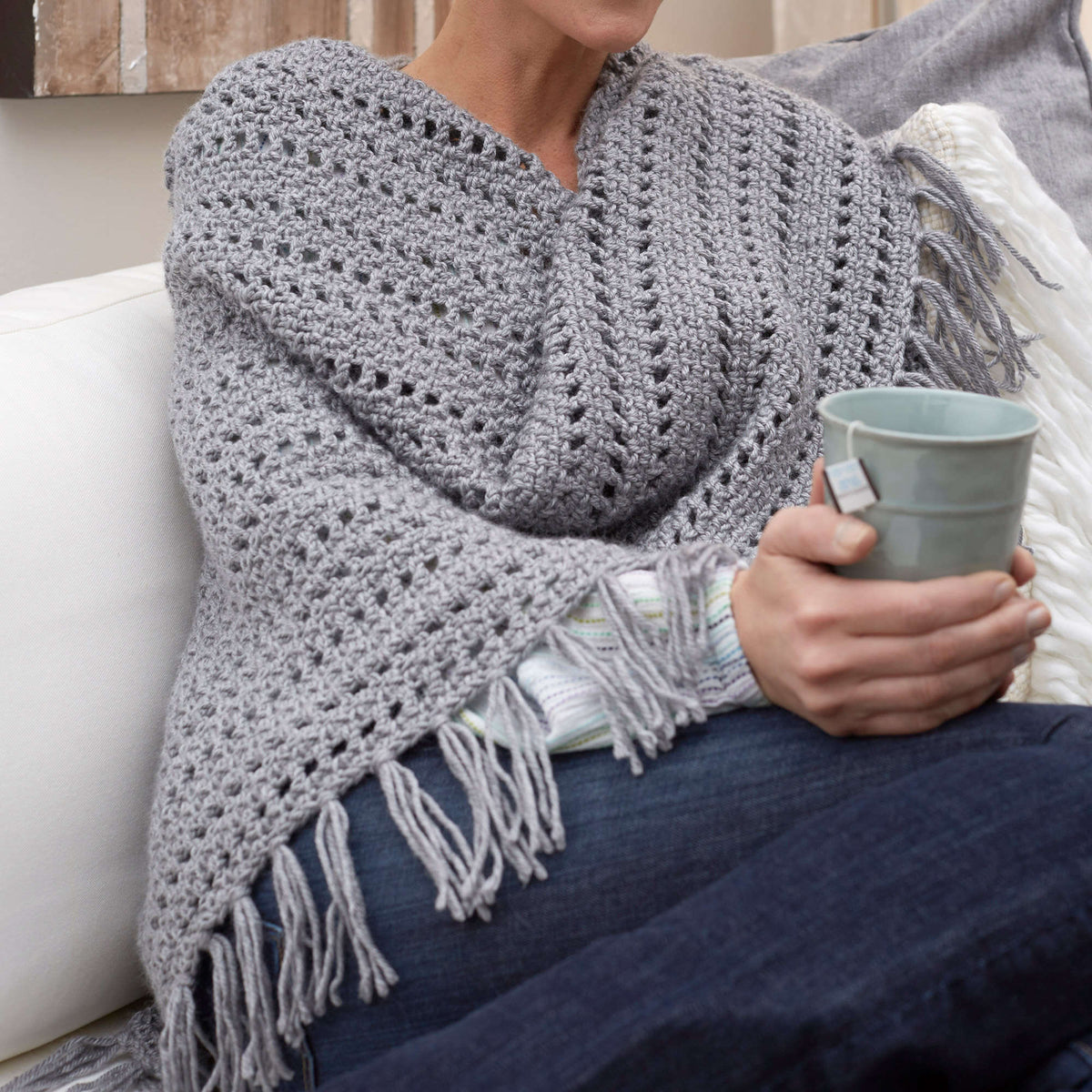Crochet Shawl made in Red Heart Soft Yarn