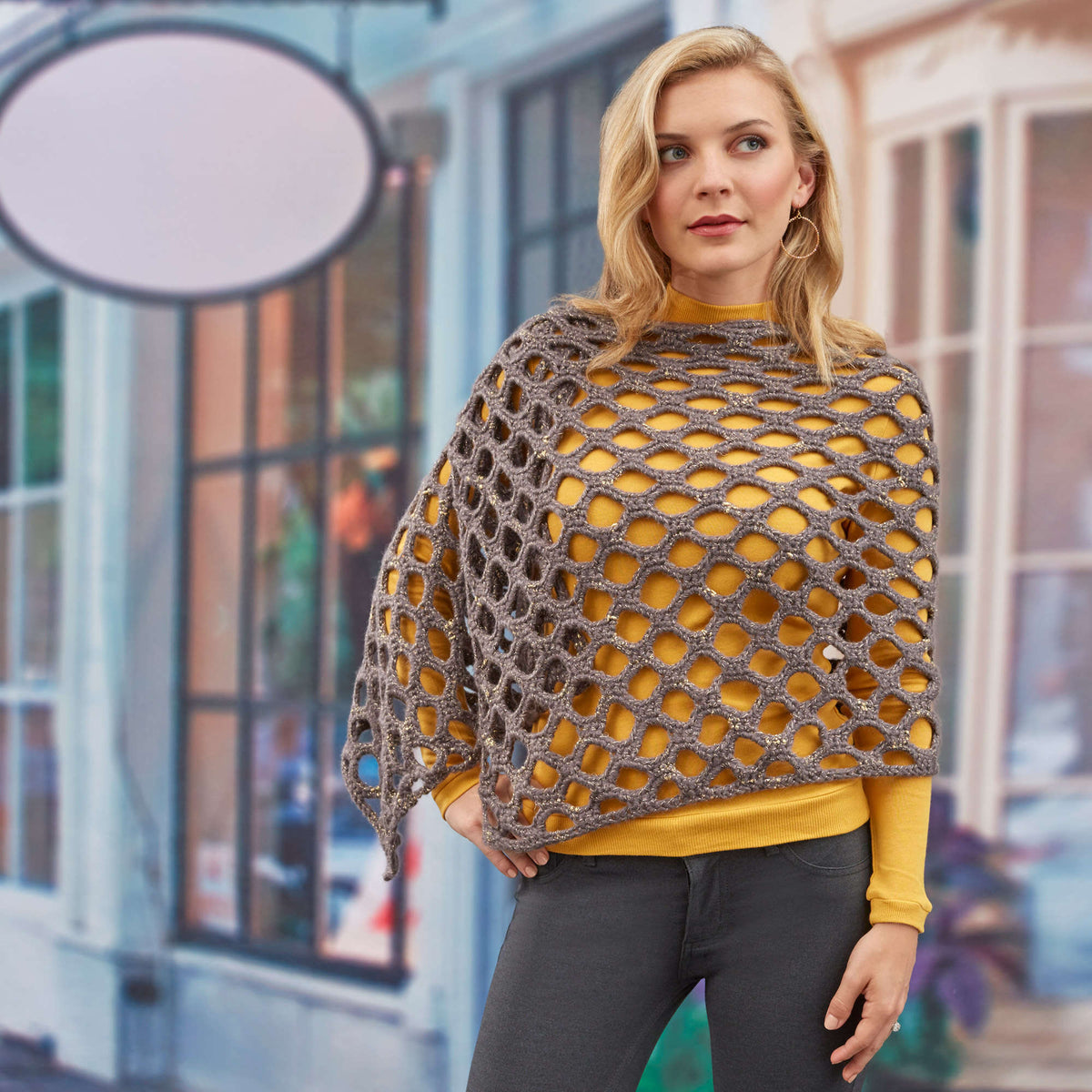 Crochet Shawl made in Red Heart Boutique Yarn