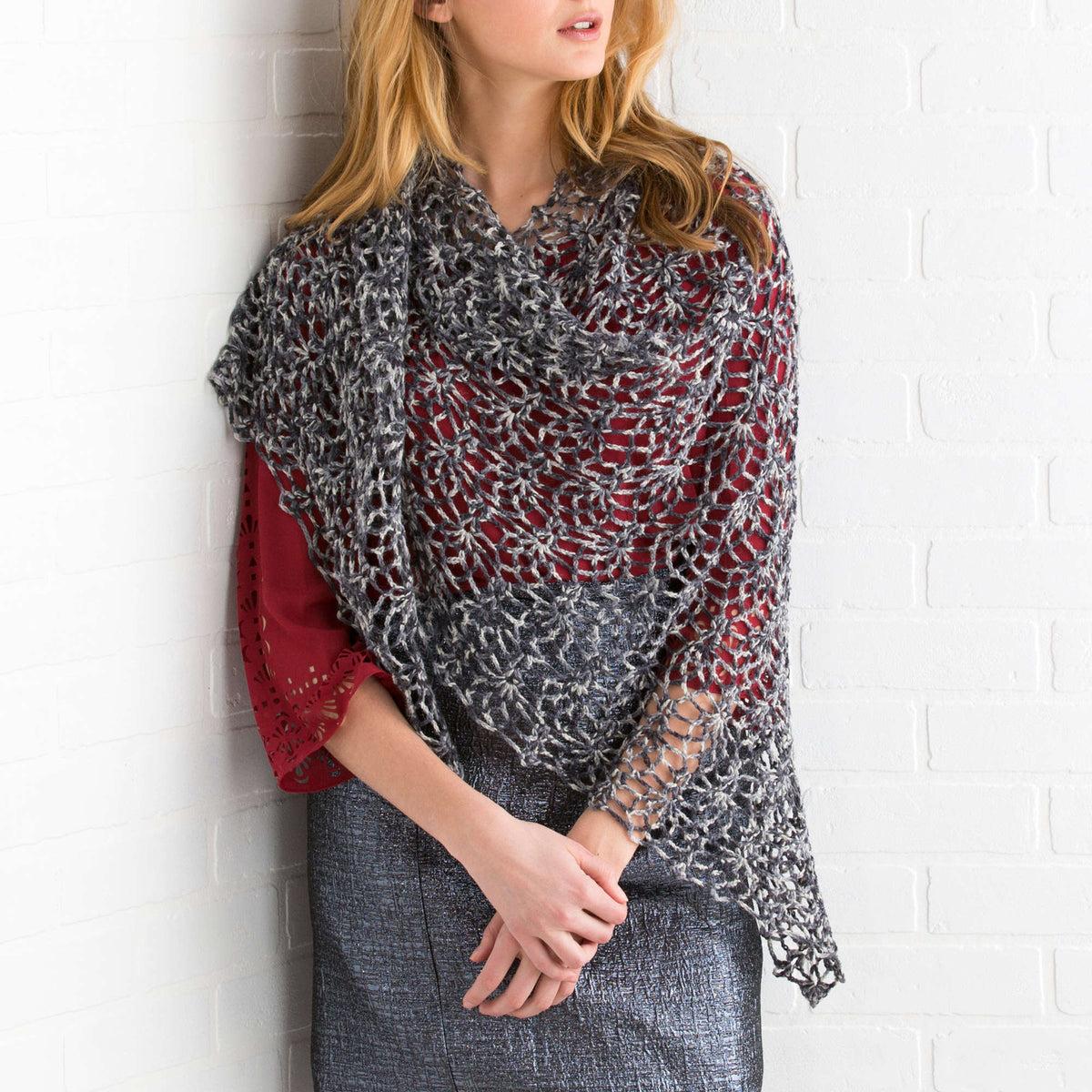 Crochet Shawl made in Red Heart Heart & Sole Yarn