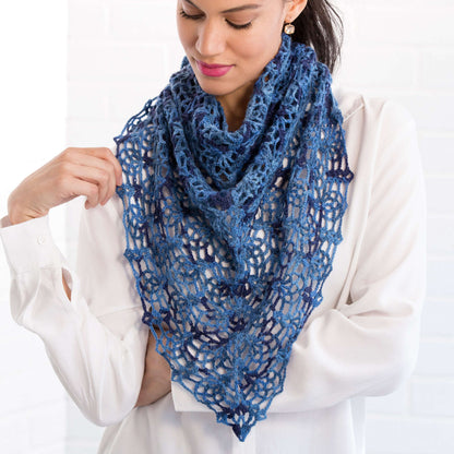 Red Heart Crochet Lacy Blues Pineapple Shawl Crochet Shawl made in Red Heart Heart & Sole Yarn