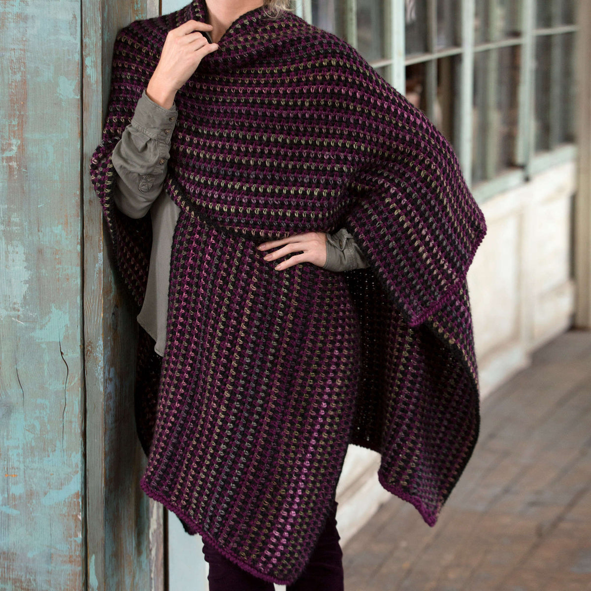 Crochet Ruana made in Red Heart Soft Yarn