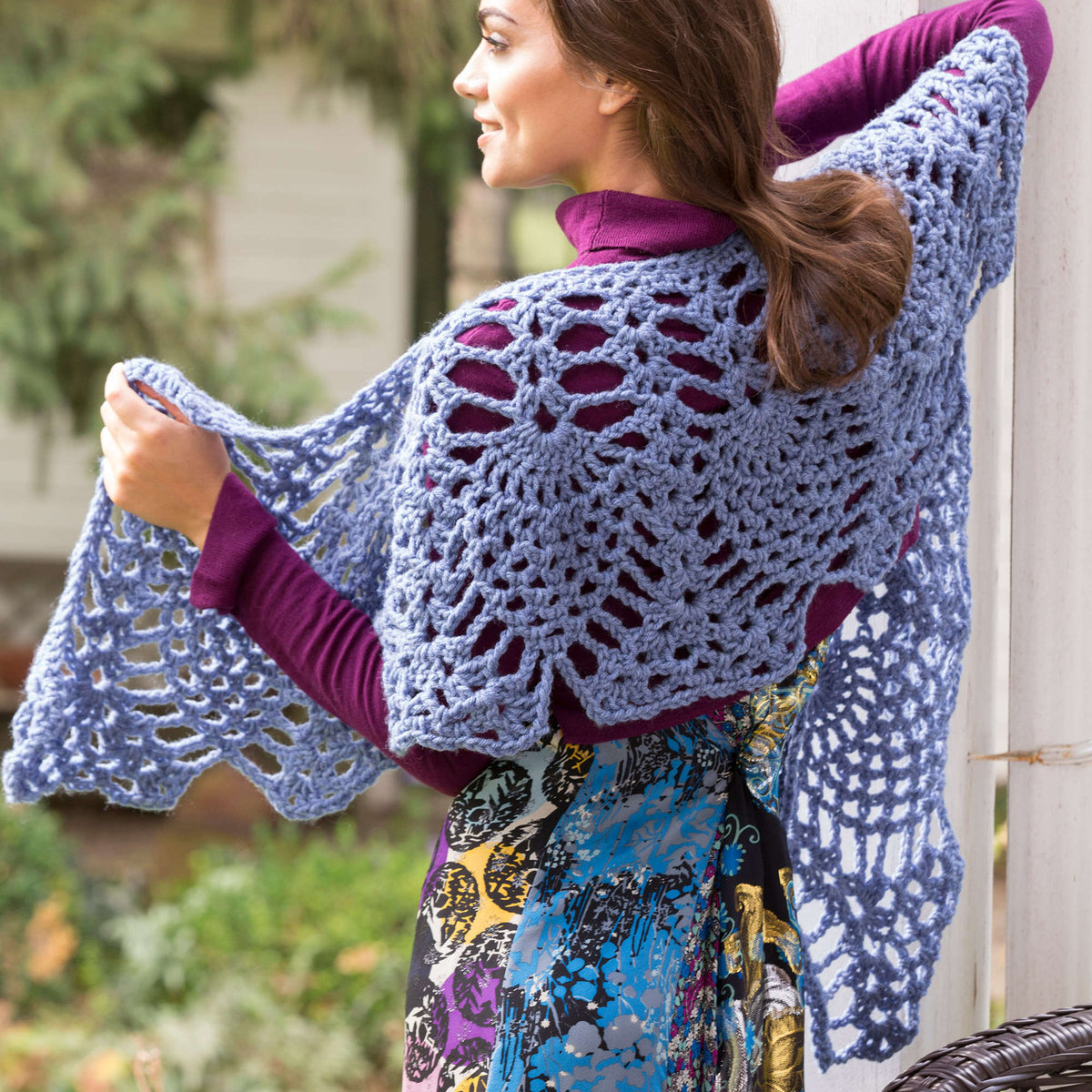 Crochet Shawl made in Red Heart Comfort Chunky Yarn