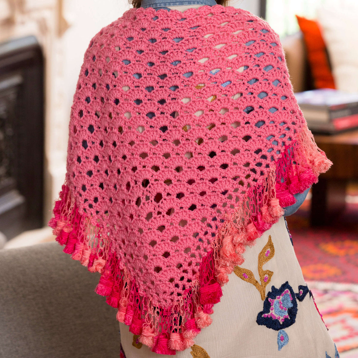 Crochet Shawl made in Red Heart Super Saver Yarn