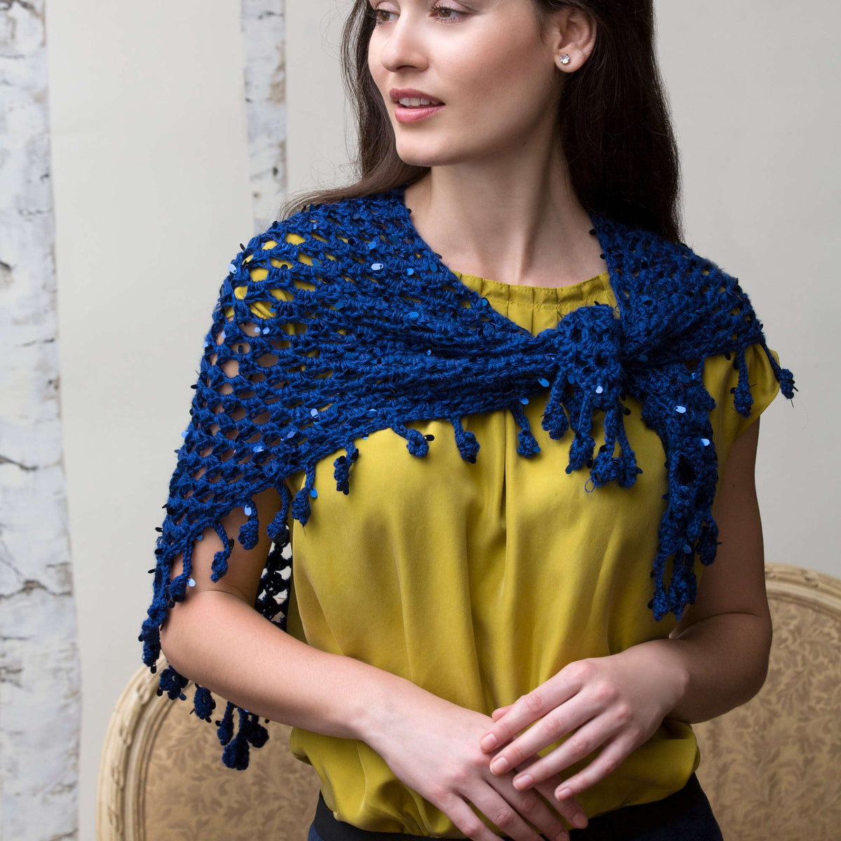Crochet Shawl made in Red Heart Boutique Yarn