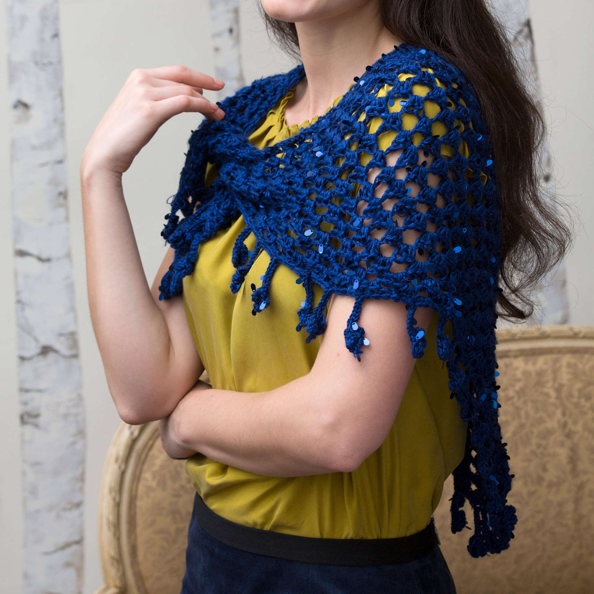 Crochet Shawl made in Red Heart Boutique Yarn
