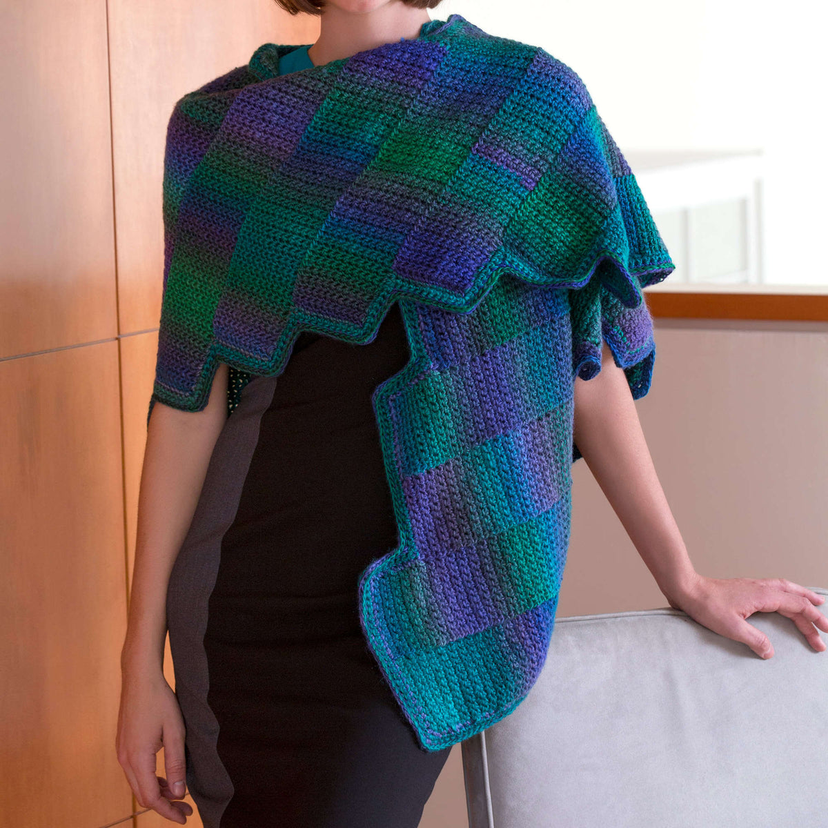 Crochet Shawl made in Red Heart Boutique Yarn