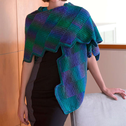 Red Heart Crocheted Gradient Strips Shawl Crochet Shawl made in Red Heart Boutique Yarn