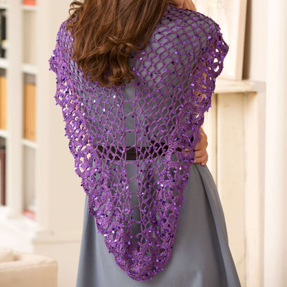 Red Heart Crochet All the Glamour Shawl Crochet Shawl made in Red Heart Boutique Yarn