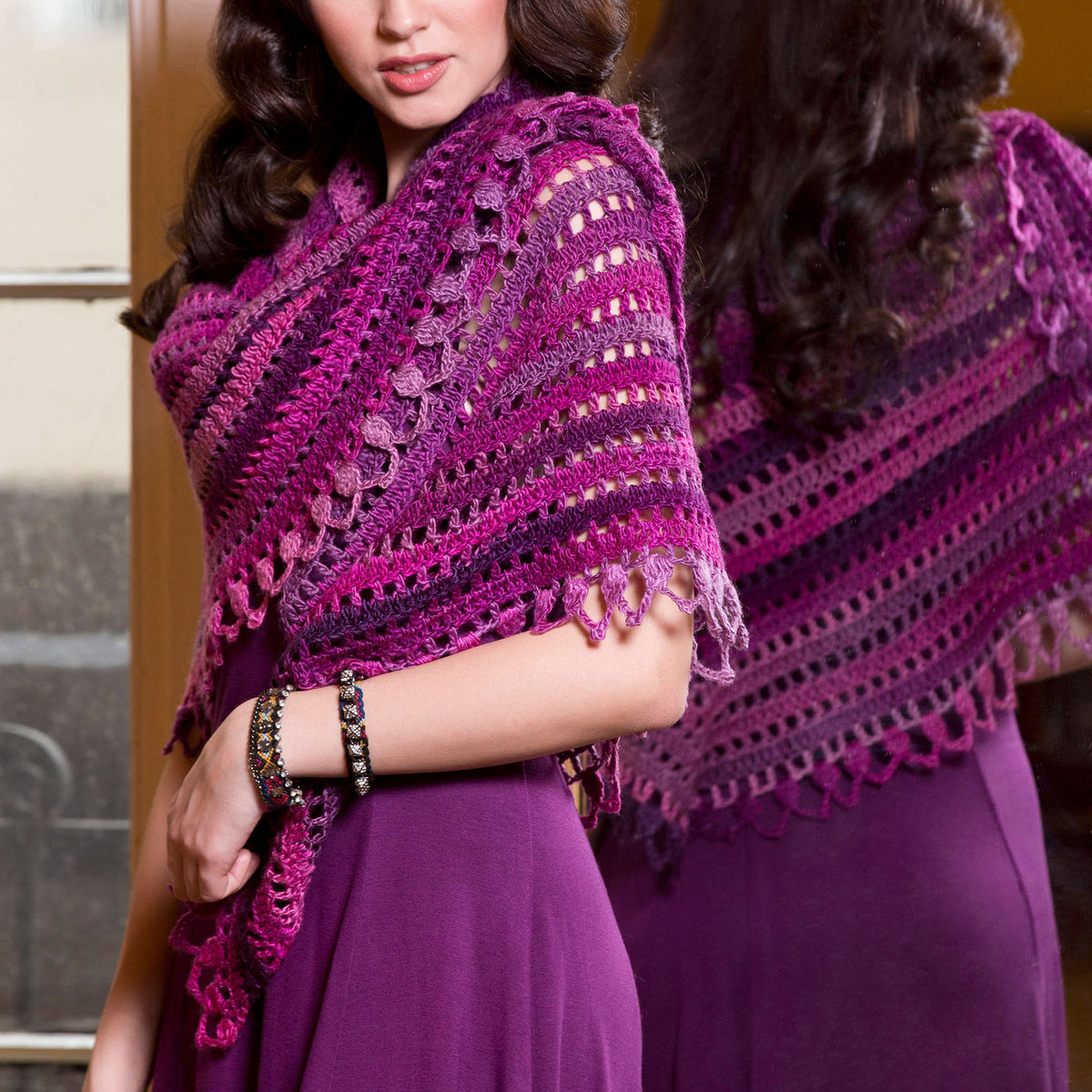 Crochet Shawl made in Red Heart Boutique Yarn