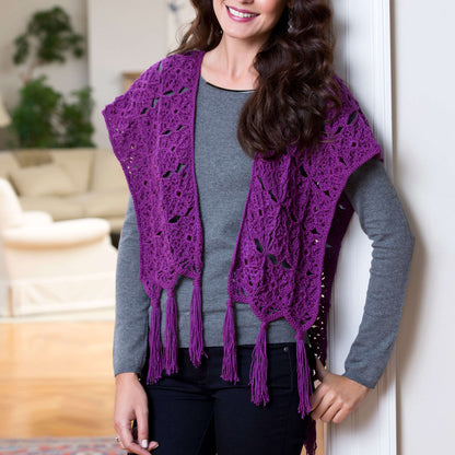 Red Heart Crochet Petite Ruana Crochet Ruana made in Red Heart Luster Sheen Yarn