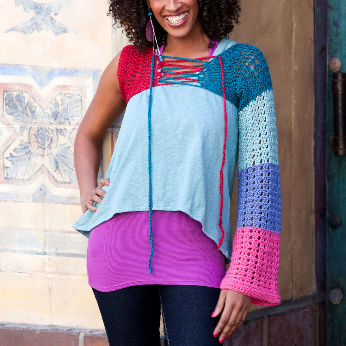Crochet Shrug made in Red Heart Bamboo Ewe Yarn