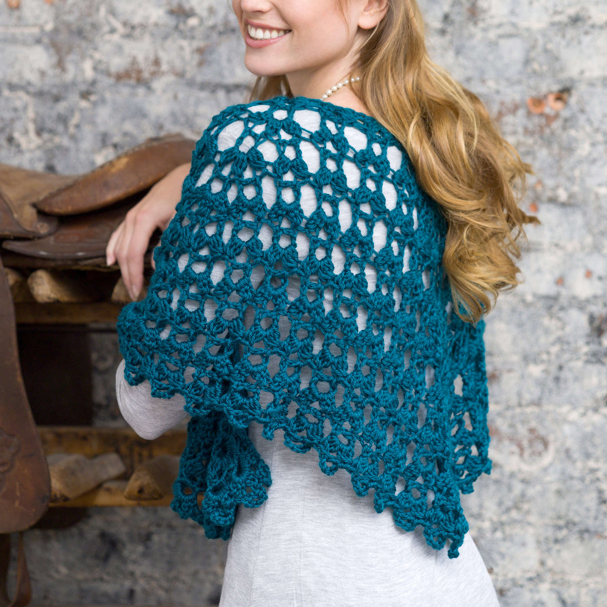 Crochet Shawl made in Red Heart Soft Yarn