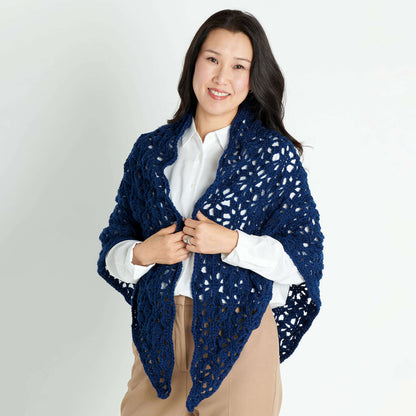 Red Heart Crochet Diamond Grid Triangle Shawl Single Size