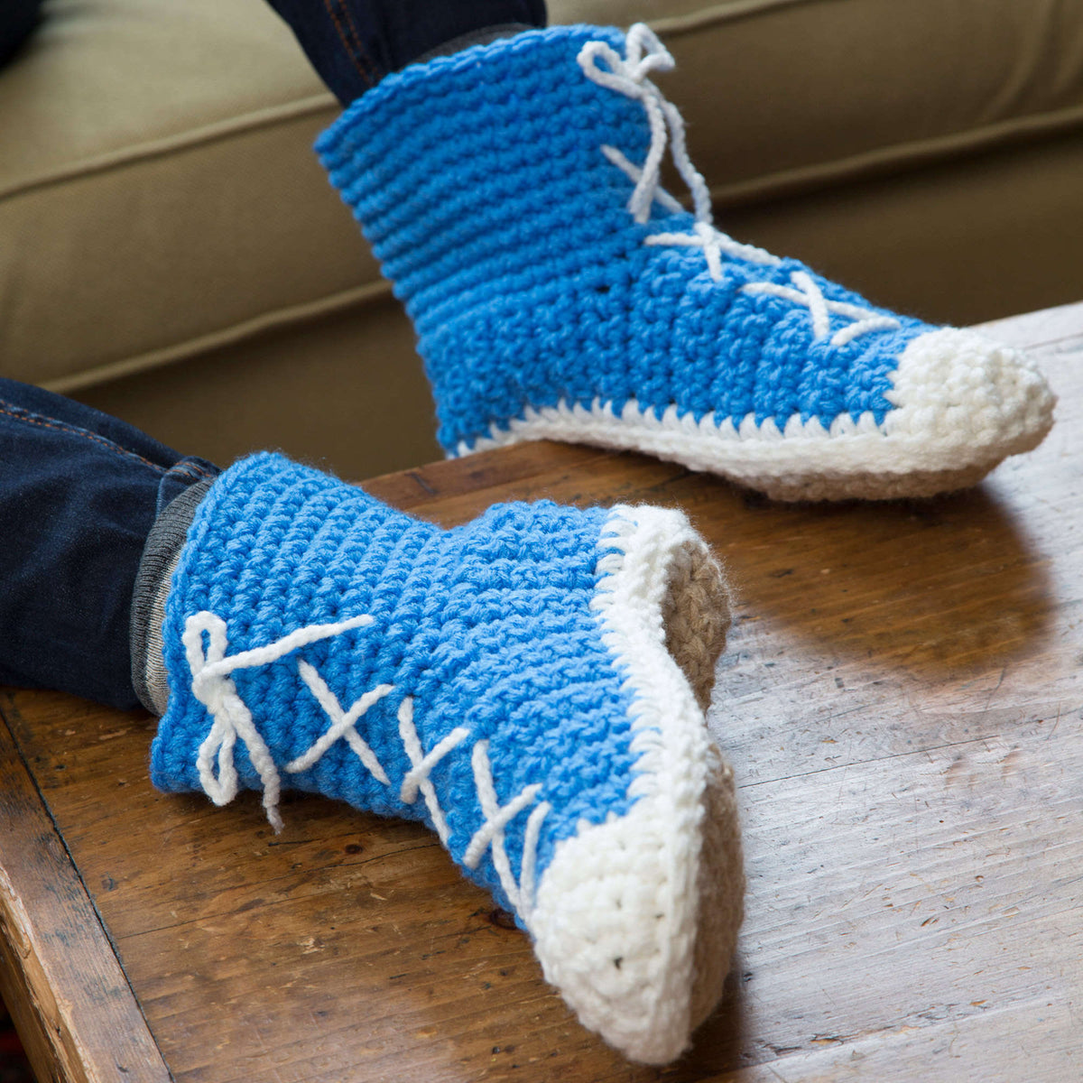 Crochet Socks made in Red Heart Super Saver Yarn
