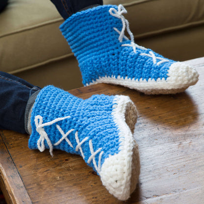 Red Heart Crochet Hi-Top Slipper Socks Crochet Socks made in Red Heart Super Saver Yarn