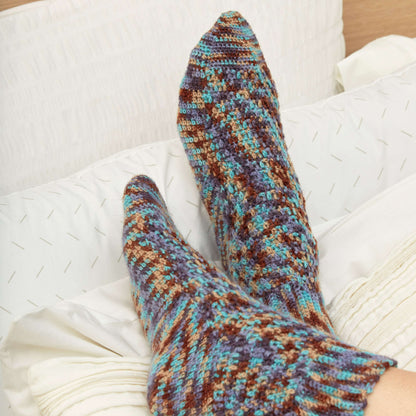 Red Heart Crochet Surf and Sand Socks Crochet Socks made in Red Heart Heart & Sole Yarn