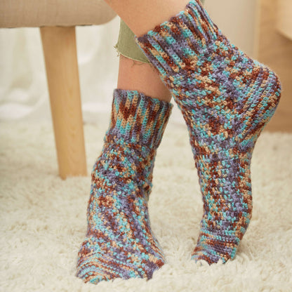 Red Heart Crochet Surf and Sand Socks Crochet Socks made in Red Heart Heart & Sole Yarn