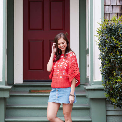 Red Heart Clementine Chic Sweater Crochet Sweater made in Red Heart Chic Sheep Yarn