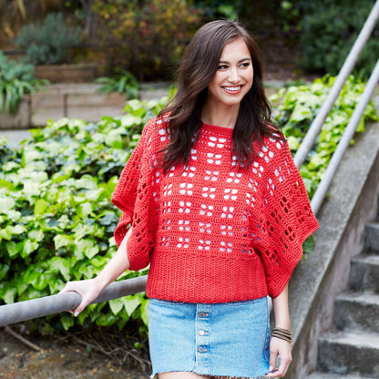 Red Heart Clementine Chic Sweater Crochet Sweater made in Red Heart Chic Sheep Yarn