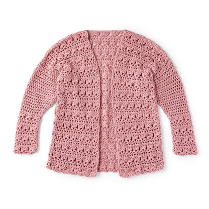 Red Heart Open Front Comfy Crochet Cardigan Rose Blush