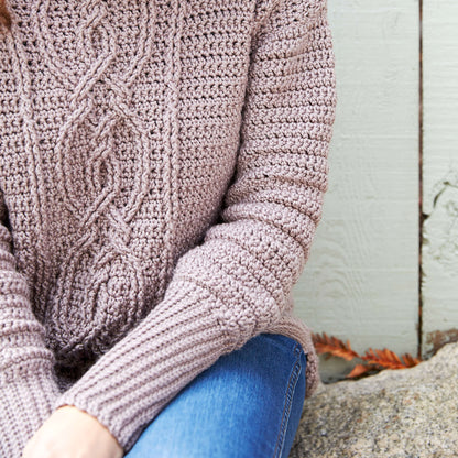 Red Heart Crochet Entwined Chic Cable Sweater Crochet Sweater made in Red Heart Chic Sheep Yarn