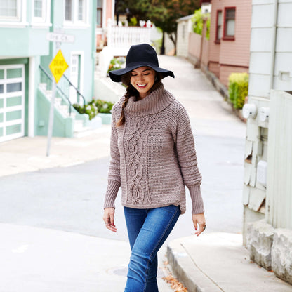 Red Heart Crochet Entwined Chic Cable Sweater Crochet Sweater made in Red Heart Chic Sheep Yarn