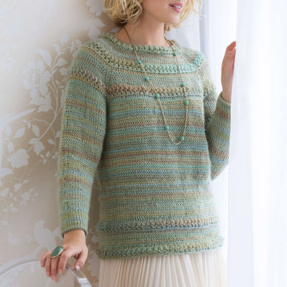Red Heart Crochet Tunisian Star Stitch Pullover Crochet Pullover made in Red Heart Boutique Yarn