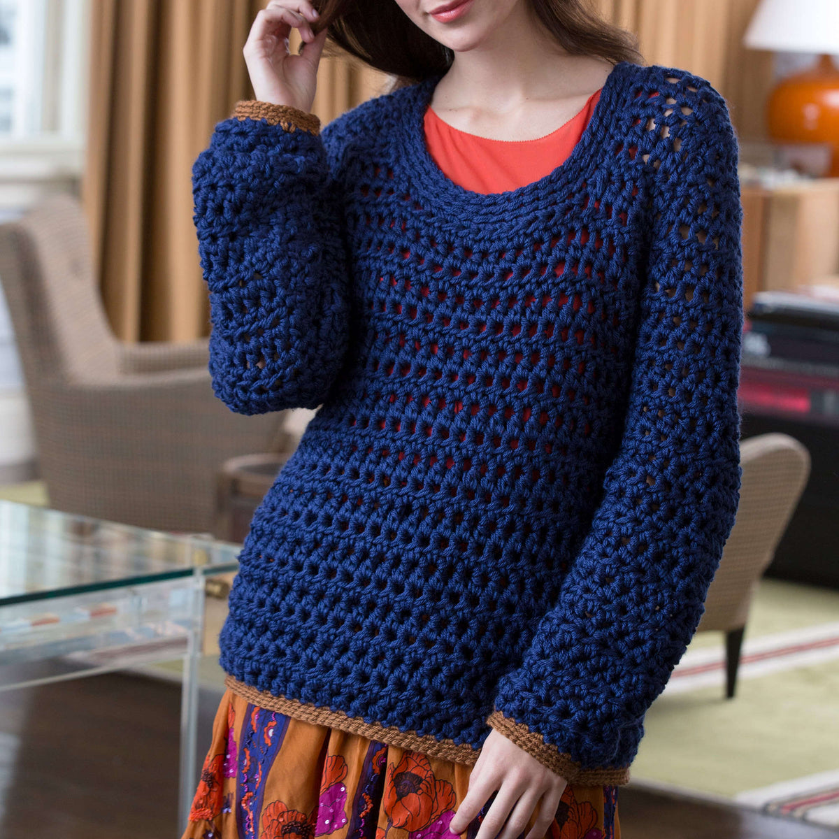 Crochet Sweater made in Red Heart Soft Yarn