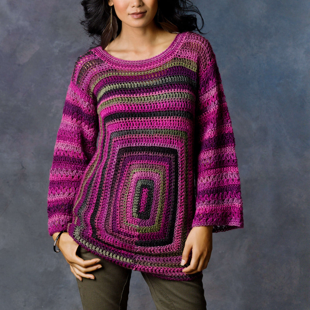 Crochet Sweater made in Red Heart Boutique Yarn