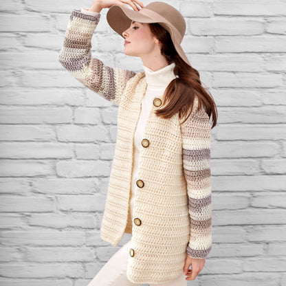 Red Heart Classy Cardi Crochet Cardigan made in Red Heart Soft Essentials Yarn