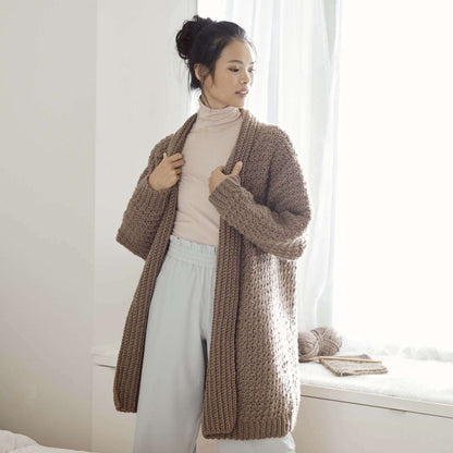 Red Heart Cozy Textured Crochet Cardigan M