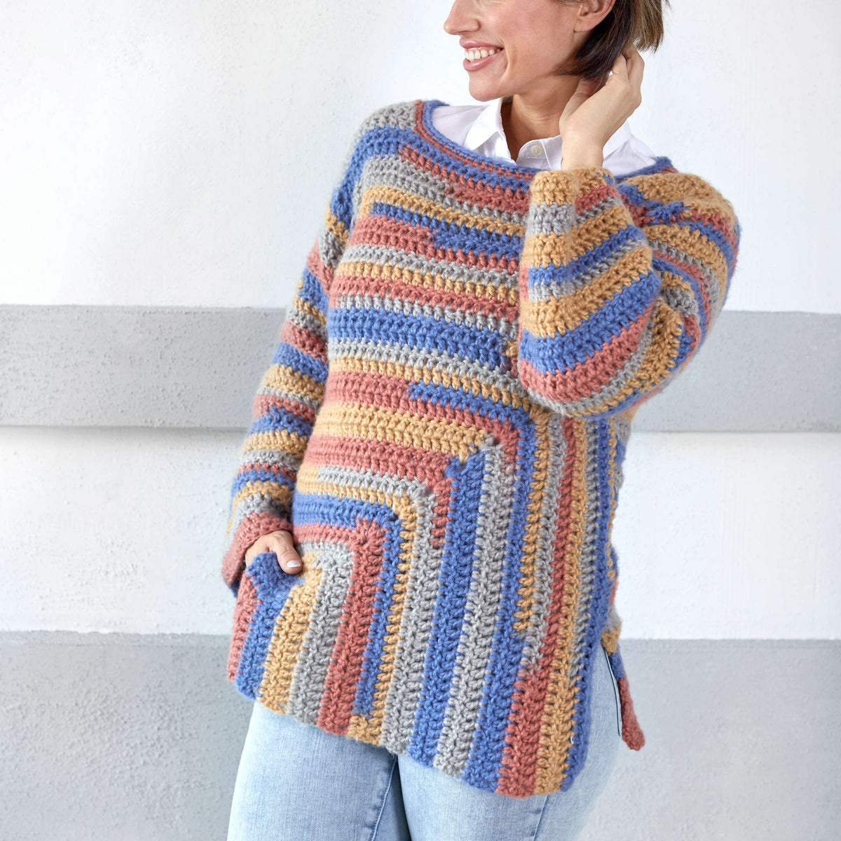 Crochet Tunic made in Red Heart Dreamy Yarn