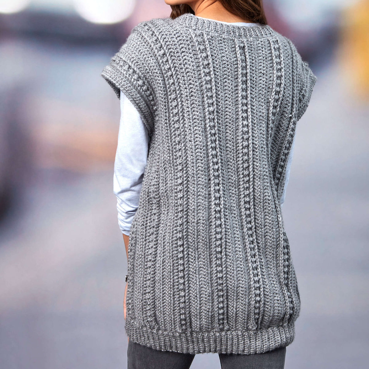 Crochet Vest made in Red Heart Soft Yarn