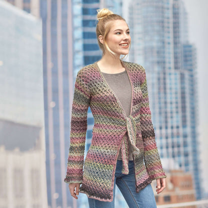 Red Heart Crochet Tie-Front Lover's Knot Jacket Crochet Jacket made in Red Heart Boutique Yarn