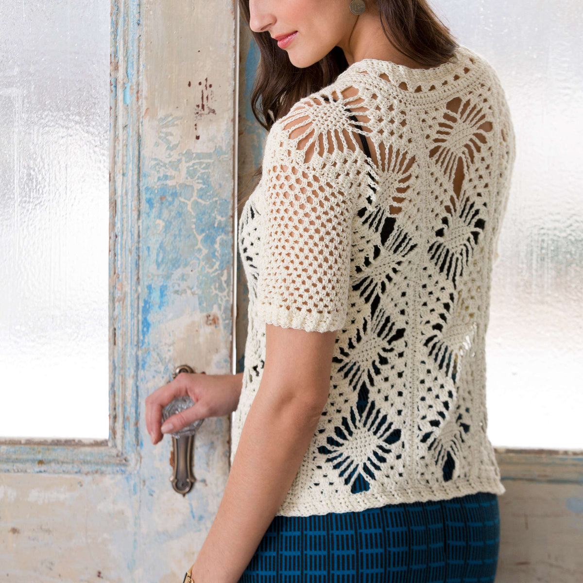 Crochet Jacket made in Red Heart Luster Sheen Yarn