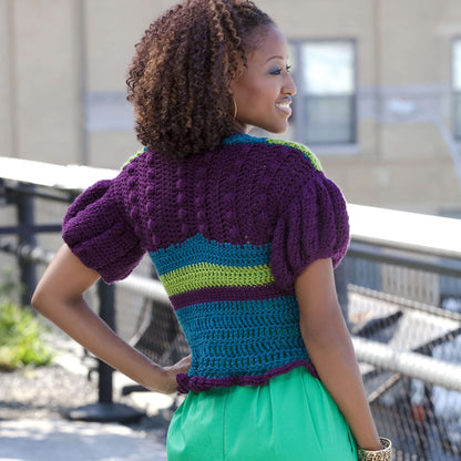 Red Heart Crochet Puff Sleeve Jacket Crochet Jacket made in Red Heart Soft Yarn