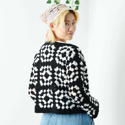 Red Heart Crochet Two Color Granny Square Jacket XL