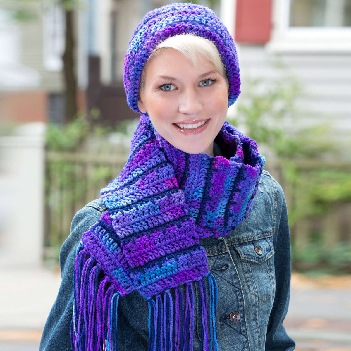 Crochet Hat & Scarf made in Red Heart Super Saver Yarn