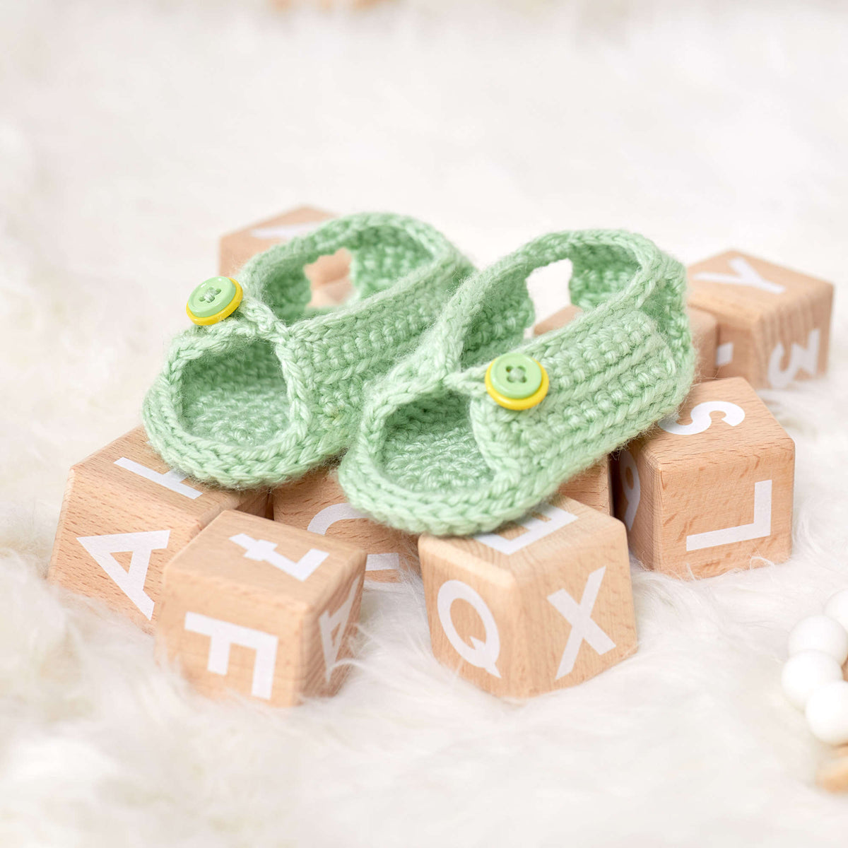 Crochet Sandals made in Red Heart Soft Baby Steps Yarn