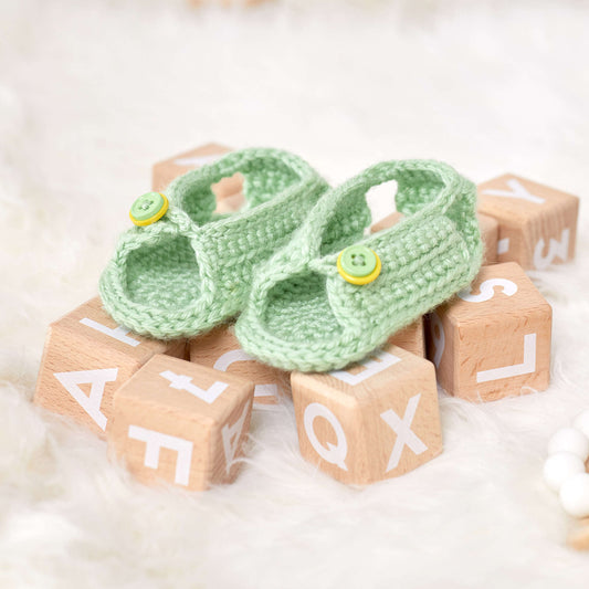 Crochet Sandals made in Red Heart Soft Baby Steps Yarn