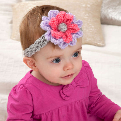 Red Heart Crochet Bloomin' Baby Headband Crochet Headband made in Red Heart Soft Baby Steps Yarn