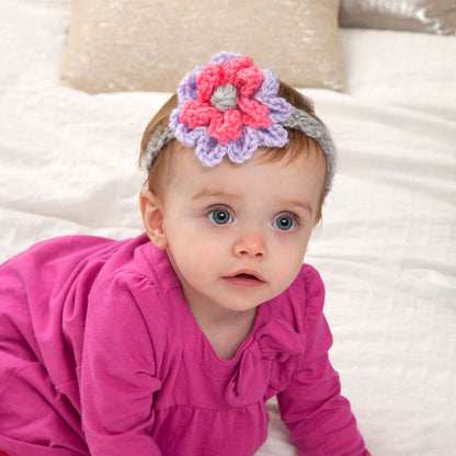 Red Heart Crochet Bloomin' Baby Headband Crochet Headband made in Red Heart Soft Baby Steps Yarn