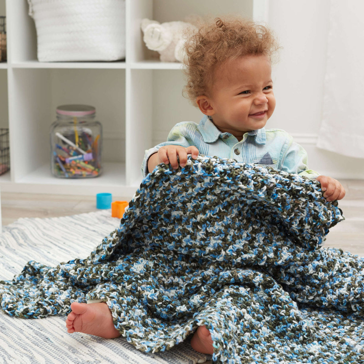 Crochet Blanket made in Red Heart Baby Hugs Yarn