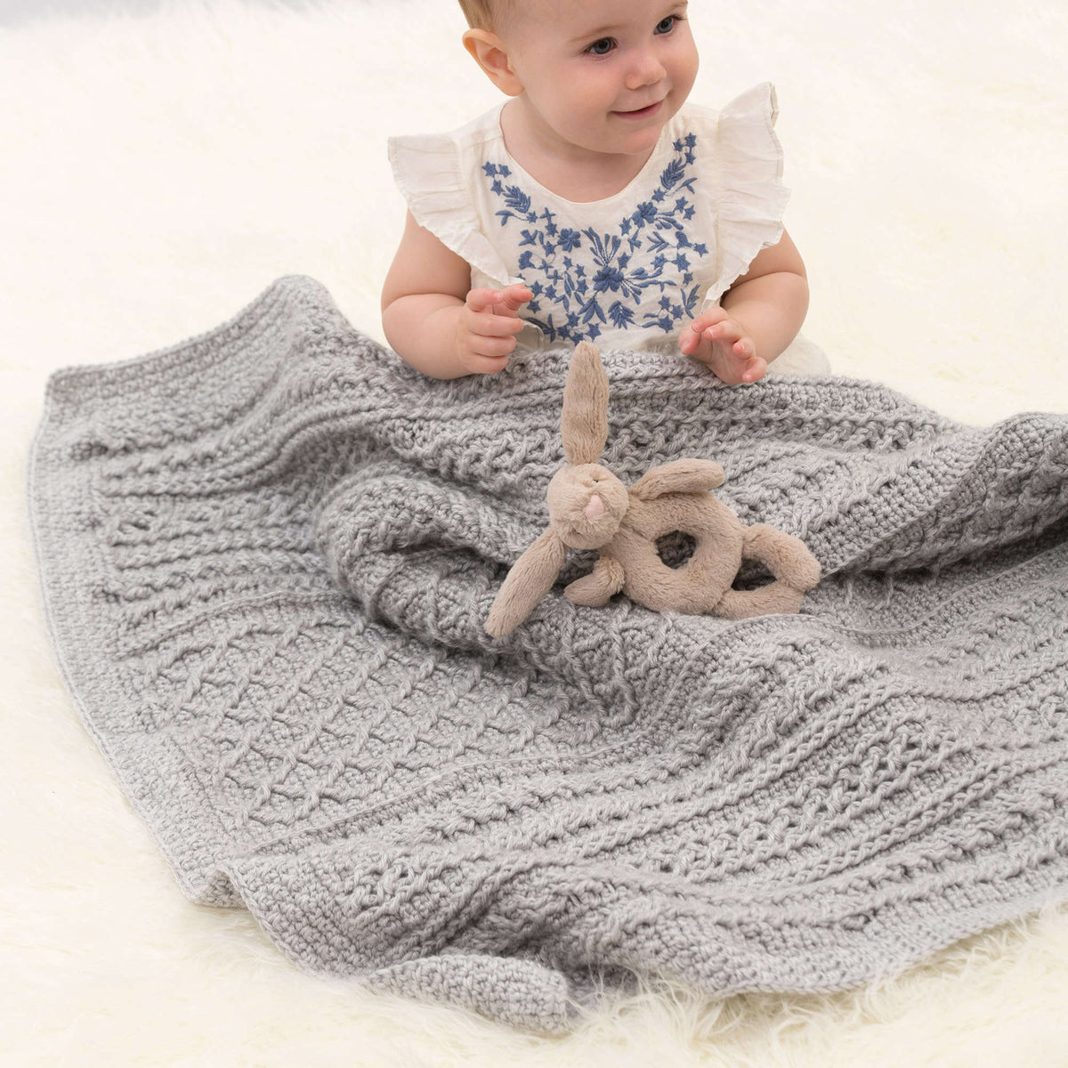 Crochet Blanket made in Red Heart Soft Baby Steps Yarn