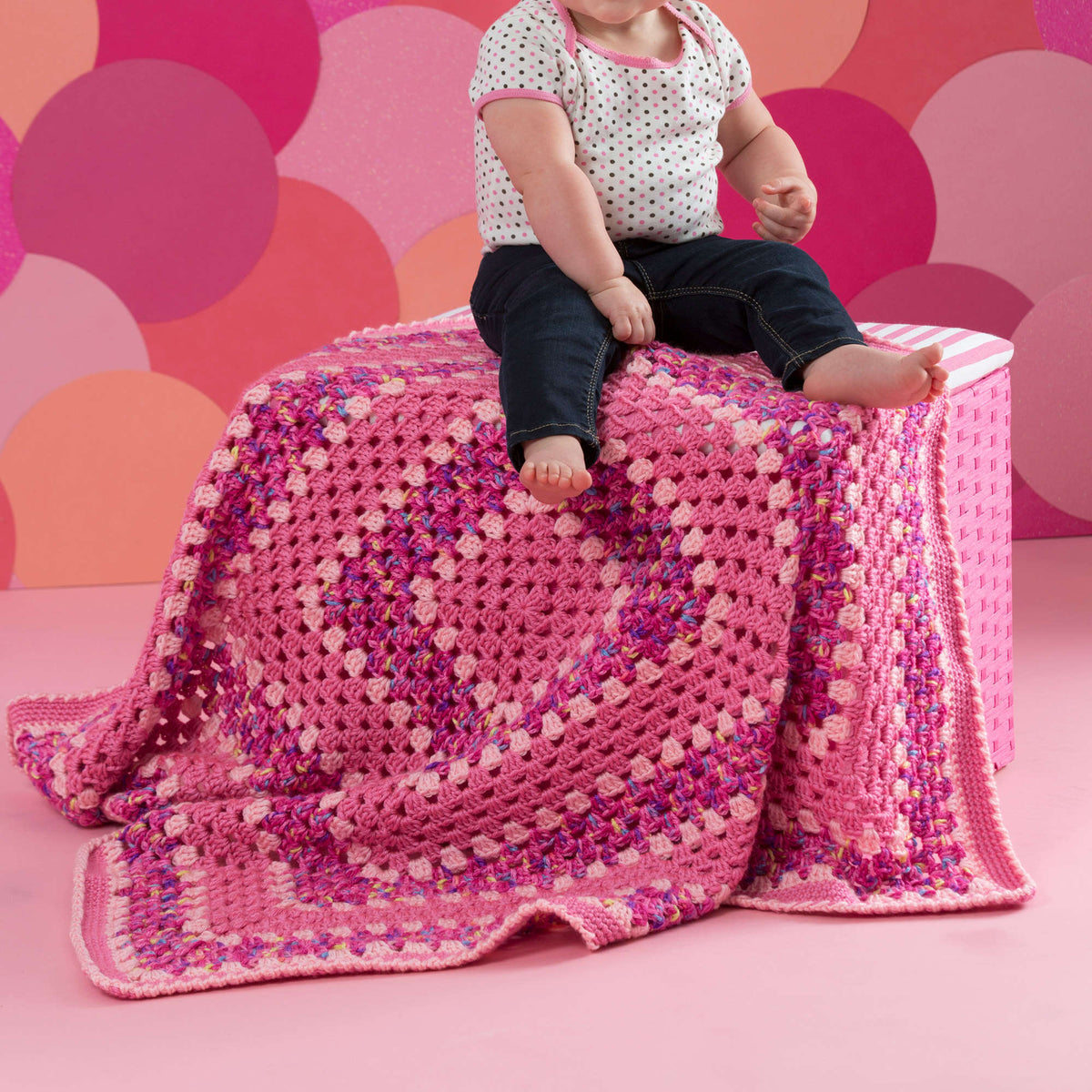 Crochet Blanket made in Red Heart Soft Baby Steps Yarn