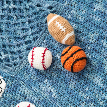 Red Heart Young Athlete Crochet Blanket and Rattles Crochet Blanket made in Red Heart Super Saver Yarn