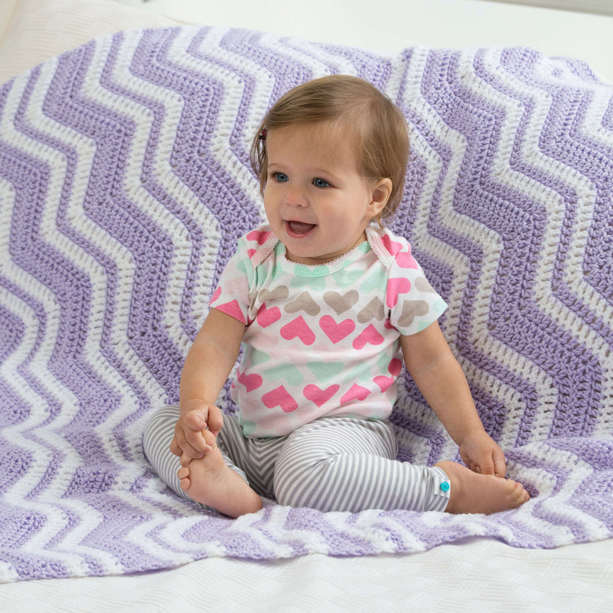 Crochet Blanket made in Red Heart Plush Baby","Soft Baby Steps Yarn