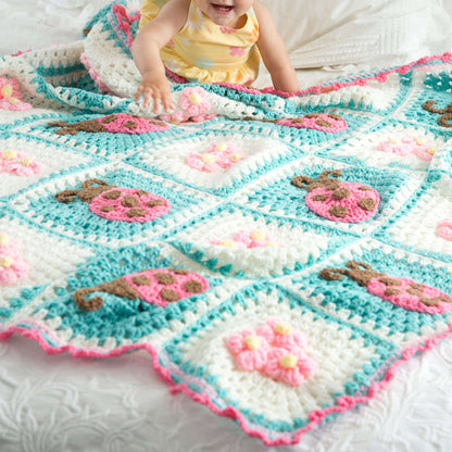 Red Heart Bugs and Blooms Crochet Blanket Crochet Blanket made in Red Heart Super Saver Yarn